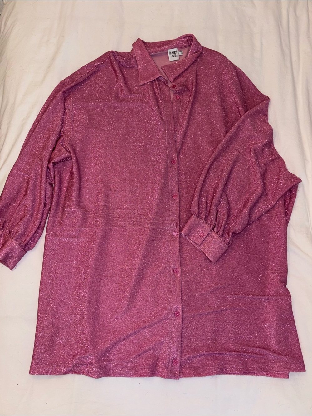 pink tinsel shirt dress